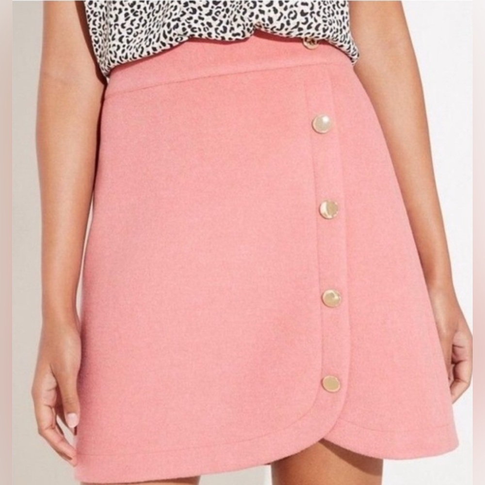 LOFT Pink Asymmetrical Button Skirt